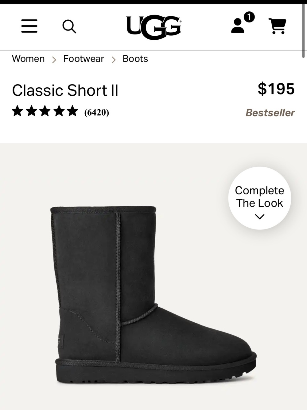 UGG Classic Short II Women's Black Sheepskin-Lined Boots